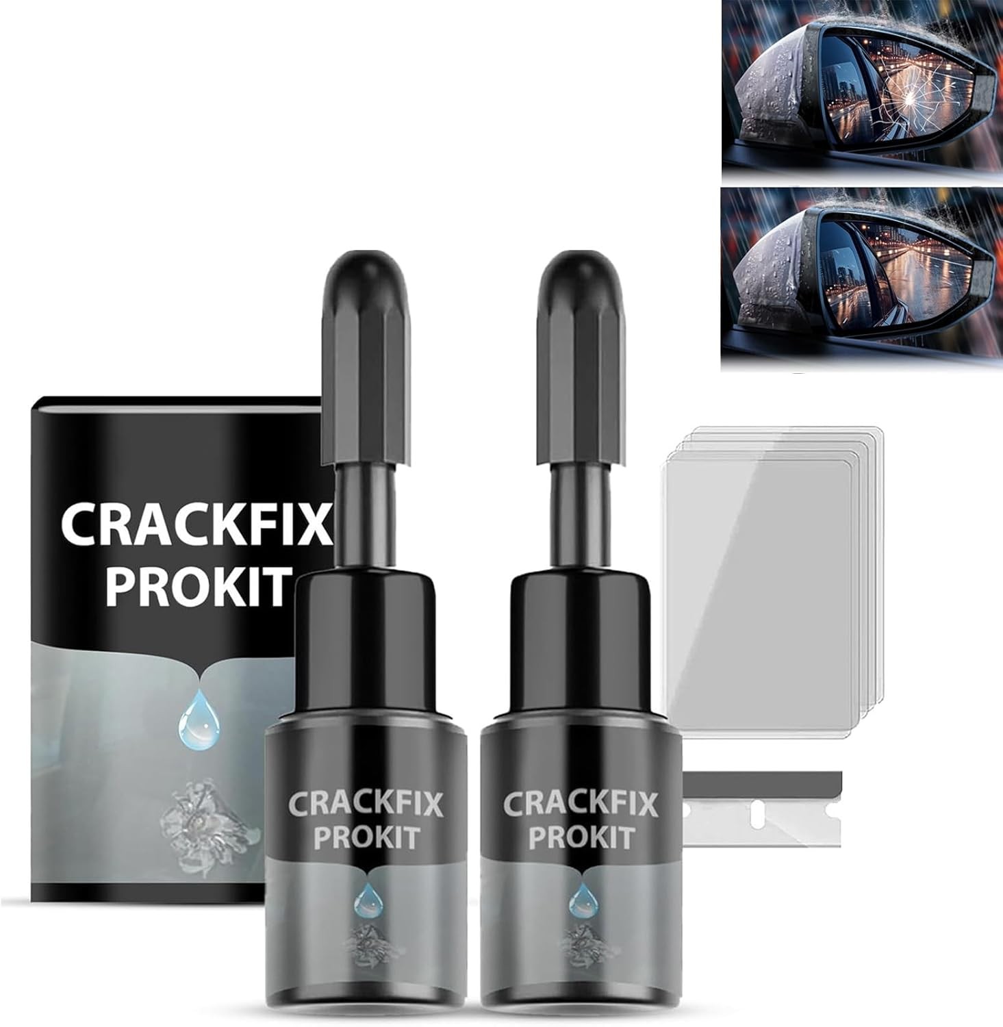 2PCS Crack fix Pro Kit Windshield Crack Repair Fluid Kit Windshield Repair Car C