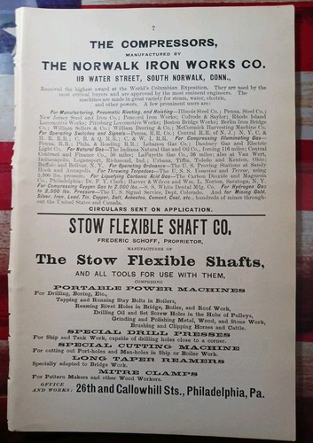 ~1898 Advertising NORWALK IRON WORKS 119 Water St South Norwalk Connecticut