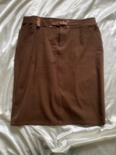 Vintage 1990s Lauren Ralph Lauren Brown Denim Buckle Equestrian Mini Skirt 14