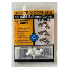 2 Pack TrimMaster Bullnose Outside Corner Tile Edging Trim White 3/8"