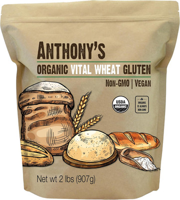 Organic Vital Wheat Gluten, 2 Lb, High Protein, Vegan, Non-Gmo, Low Carb