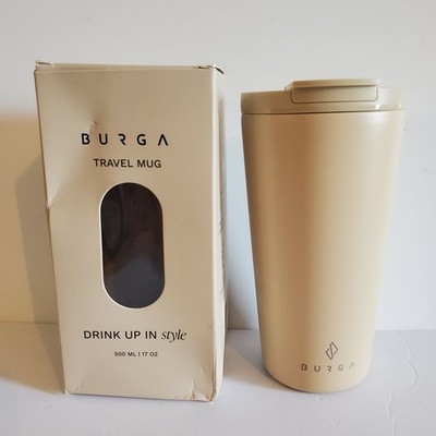 New BURGA 17 OZ Travel Mug Insulated For Hot & Cold Sand Nude Leak-Proof Lid
