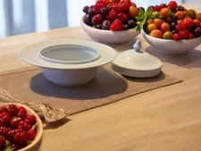 Spal Horchow Portugal White Porcelain Covered Dish 6 1/2" Diameter