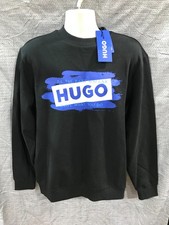 HUGO Men's Size S Black Long Sleeve 3D Logo Crewneck Sweatshirt NWT