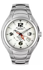 SLT071 SEIKO Sportura Perpetual Calendar 100m White Dial 24 Hours GMT Aiguilles