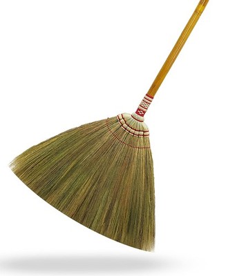 Indoor Grass Broom 40 Inch with Bamboo Handled Brooms for Floor Cleaning, Smo...