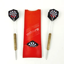 Vintage Unicorn 5-Pc Steel Dart Set with Clear Shafts and Red Case!