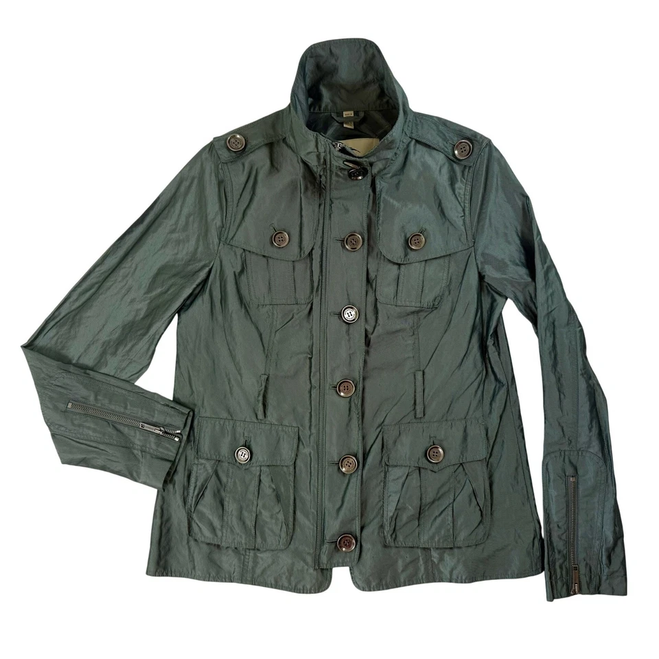 Jaqueta utilitária BURBERRY LONDON verde escura metálica EUA tamanho 8 Reino Unido tamanho 10 - Imagem 3 de 4