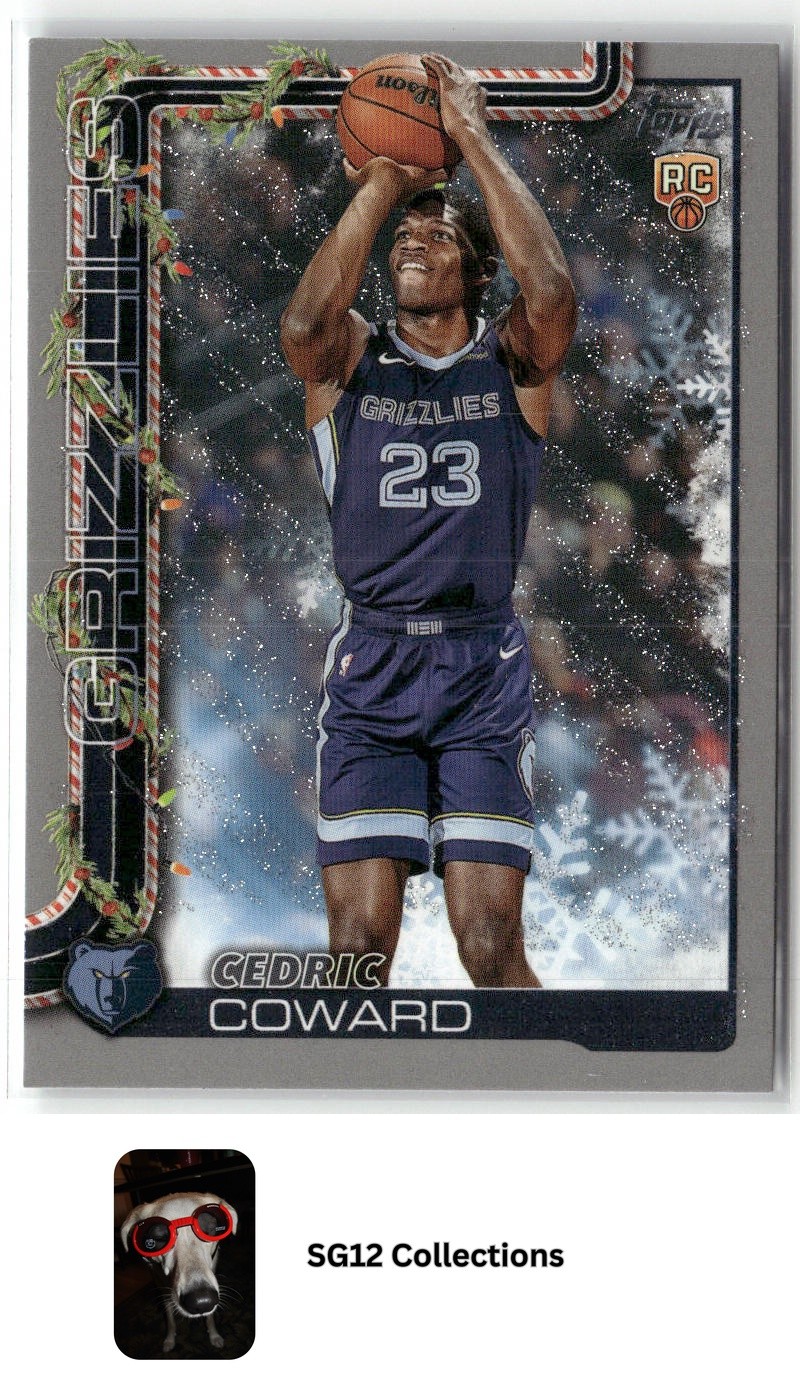 2025-26 Topps Holiday #H171 Cedric Coward Rookie Silver Glitter Grizzlies