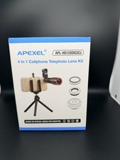 APEXEL 4 In 1 Cellphone 12X Telephoto Lens Kit 198-degree Fisheye 0.63 Wide
