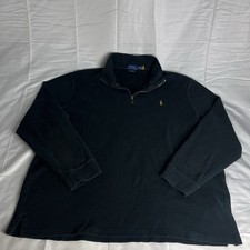 Polo Ralph Lauren Sweater Mens XXL Quarter Zip Black Estate Rib Pullover Cotton