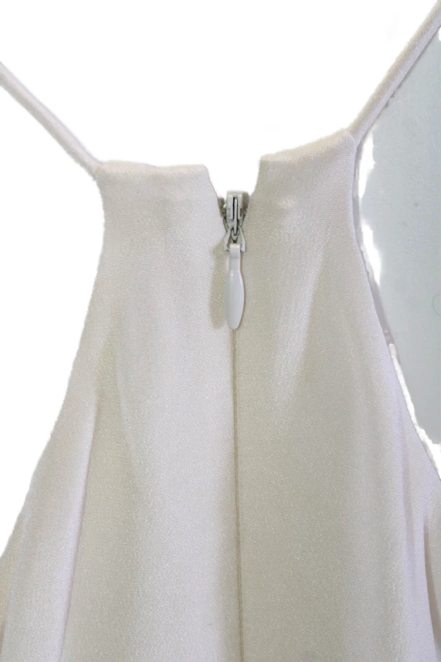 Mono sin mangas J Crew Collection para mujer beige seda cuello en V talla 6 Foto 4 de 4