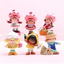 6Pcs/Set Strawberry Shortcake Figure Toy Model Dolls Ornament Decoration Gift