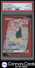 Michael Pratt PSA 10 2024 Panini Prizm #379 Rookie Red Wave Auto /149
