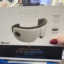 PURIFY Bluetooth Heated Vibration Eye Mask Massager for Dry Eyes, White/Black
