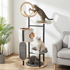 Modern Cat Tree,66In Cat Tower with Scratching Post,Tall Multi-Level Cat Houses