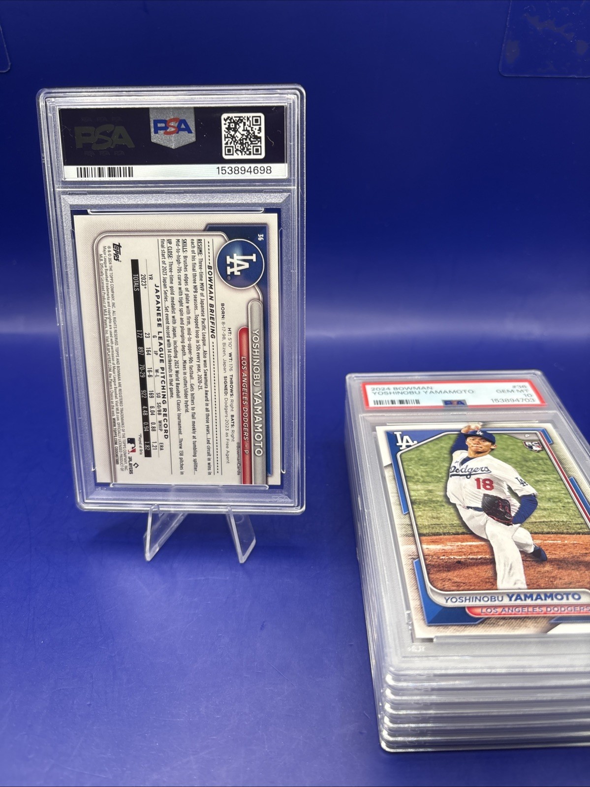 2024 Bowman - Yoshinobu Yamamoto #36 (RC) PSA 10 view 3