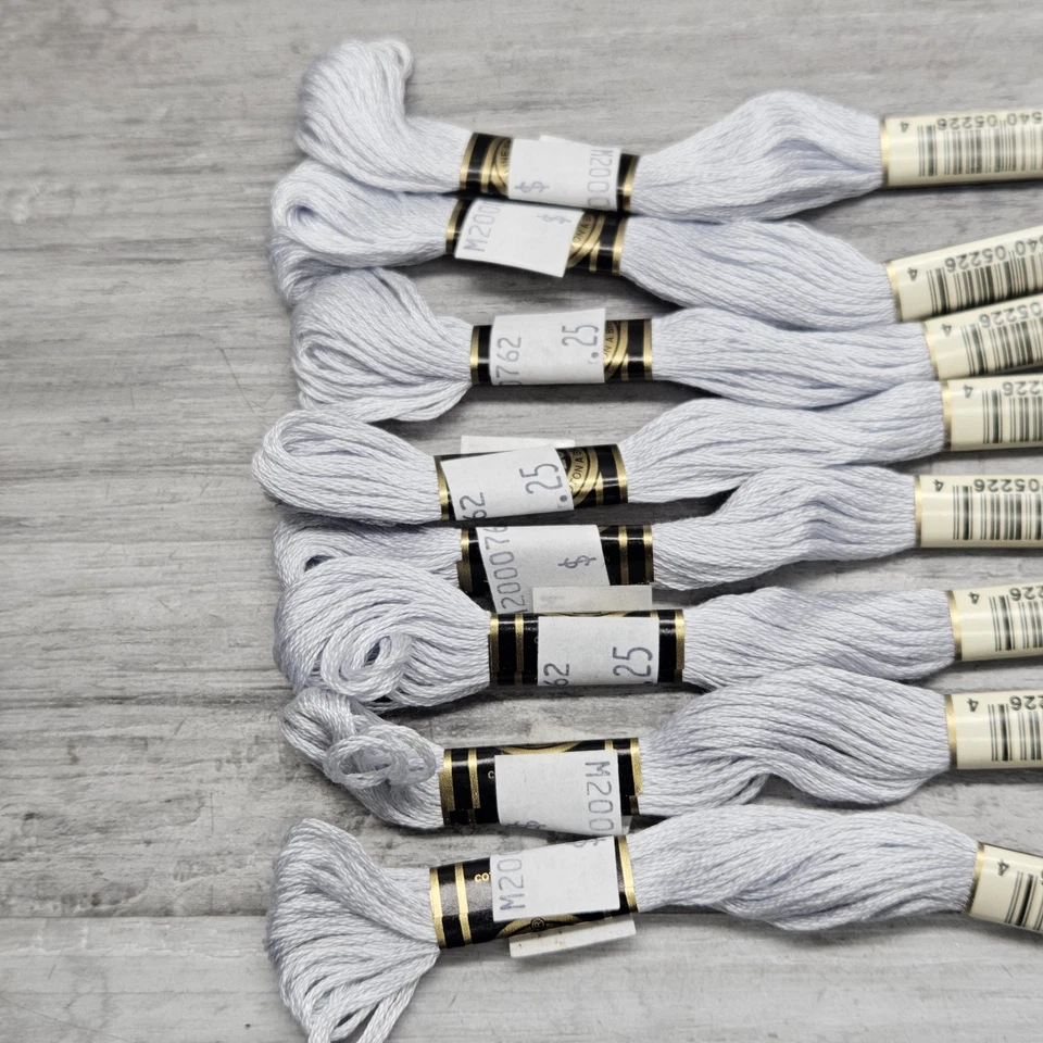DMC 25 Embroidery Floss Mouline Special Made in France Light Pearl Gray Lot (8) - Image 2 of 4