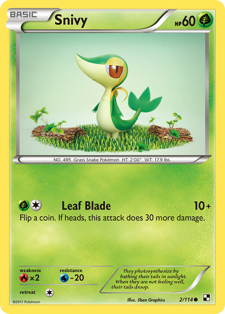 SNIVY 2/114 COMMON BLACK & WHITE POKEMON HP