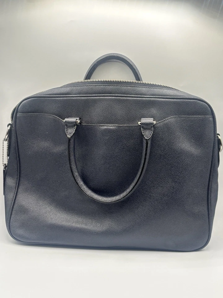 Maletín de cuero delgado COACH Metropolitan azul oscuro Foto 2 de 2