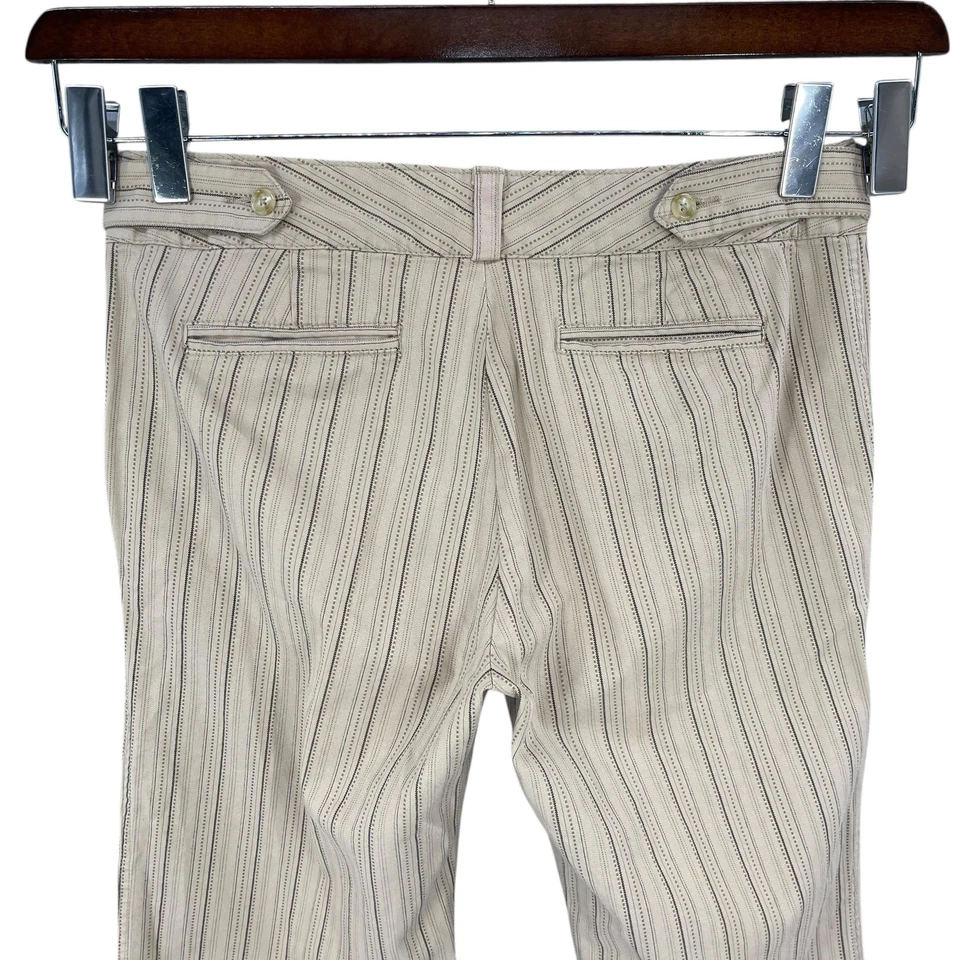 Pantalón Vintage Antiguo Azul Marino Mujer Talla 12 Marrón Y2K Tiro Bajo Elastizado Rayas Pantalón Foto 4 de 4