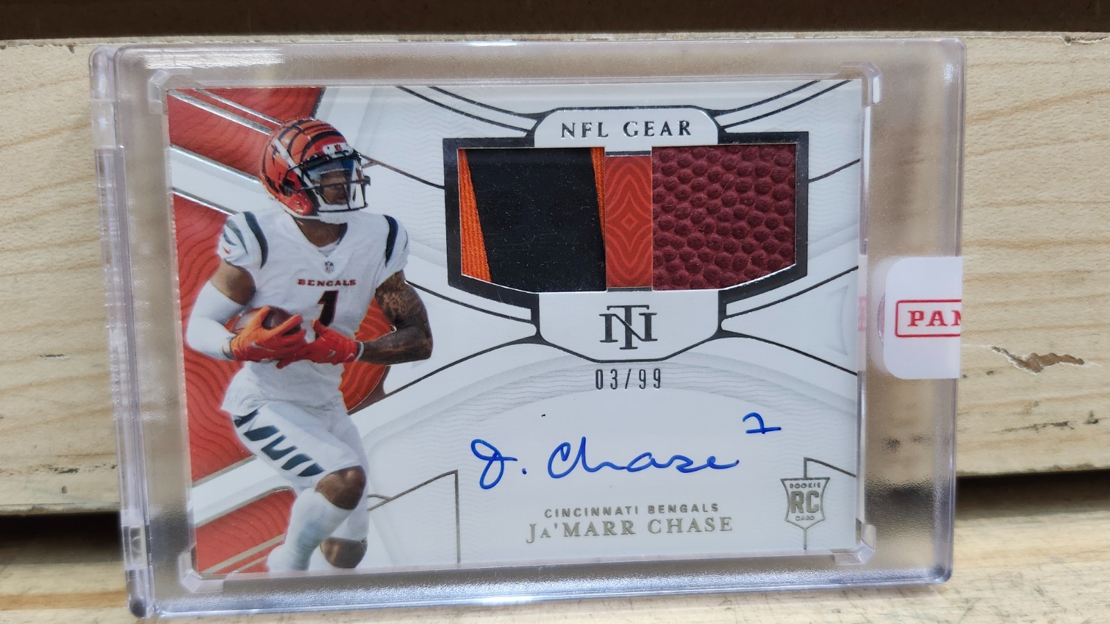 2021 Panini National Treasures NFL Gear Ja'Marr Chase 03/99 Auto Patch RSC-JC