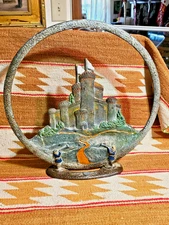 🔥RARE 18" 1920's Tower Castle Radio Cone Speaker Cover Doorstop ORIGINAL PAINT!