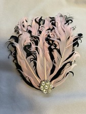 Vintage Feather And Rhinestones Hair Clip With Metal Clip