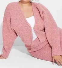🥥 Wild Fable Women's ONLY Boucle Cardigan Pink Size S 🆕