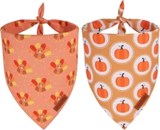 PTDECOR Thanksgiving Fall Dog Bandanas, Turkey Pumpkin Small, Thanksgiving-1 