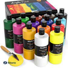 Acrylfarben Set 14 Farben 500 ml Große Flasche