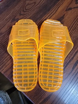 Bob Barker Orange Clear PVC Shower Sandals Size 3XL 15-16 Men Prison Jail Inmate