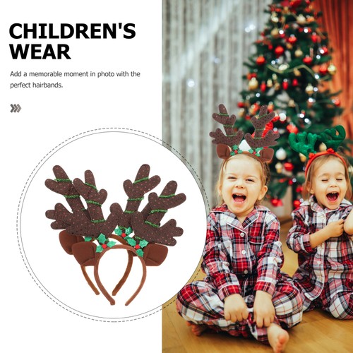 Tocado de cornamenta larga de Navidad con aros creativos para el cabello 2 piezas - Imagen 7 de 12