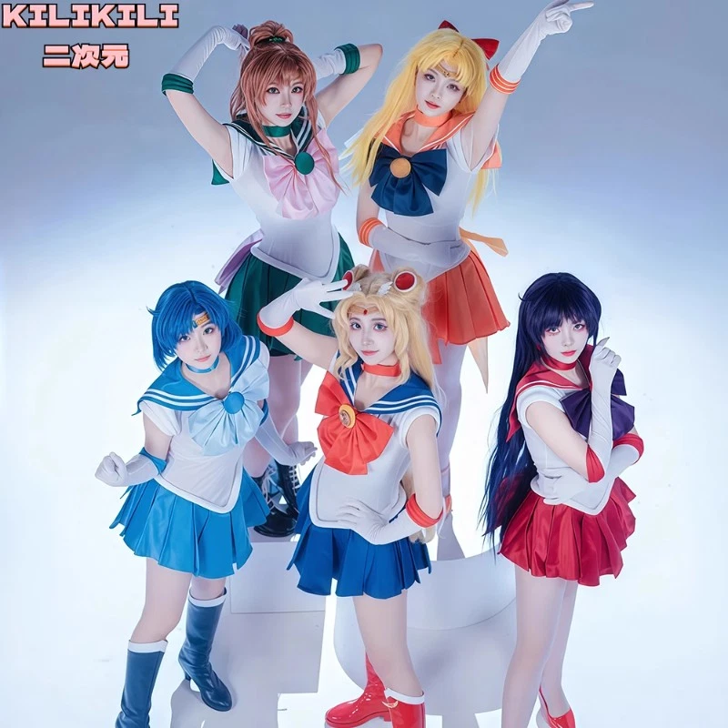 Sailor Moon Tsukino Usagi Chibiusa Mizuno Ami Cosplay Costume Outfit w/Headwear - Image 3 of 4