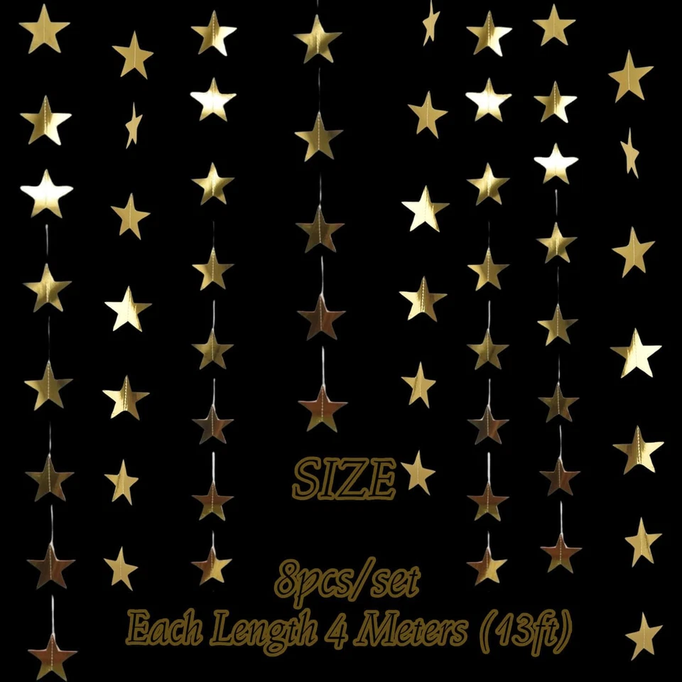 Paquete de 8 Guirnalda Estrella Dorada Colgante Decoración Navidad Noche Estrellada, Estrella Dorada Twinkl Foto 4 de 4
