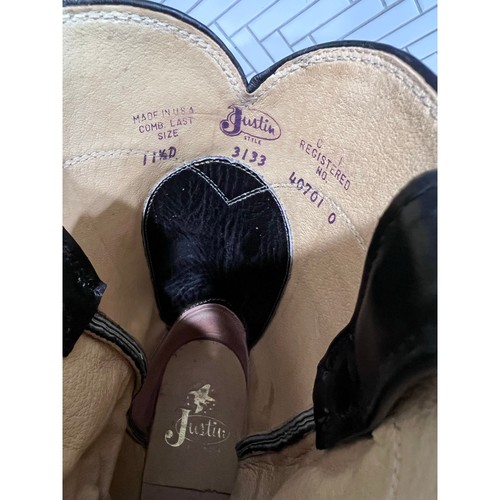 Botas Justin Roper Cuero Negro Para Hombre 11D Hechas en EE. UU. Estilo 3133 Western - Imagen 4 de 10
