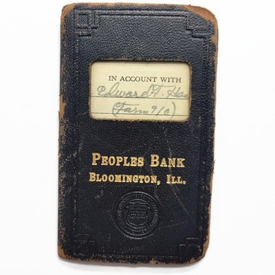 Vintage 1951-1954 Bank Accounting Passbook Ledger Booklet - Bloomington Illinois