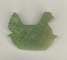 Plastic Acrylic Hen on Nest Chicken Light Green With Glitter Pearlescent Magnet