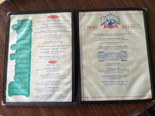 Menú vintage de restaurante y salón deportivo Bambino's Auburn NY - Imagen 2 de 4