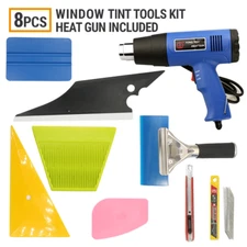8 PCS Window Tint+Heat Gun Kits Wrapping Vinyl Tools Squeegee Scraper Applicator
