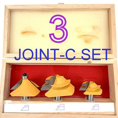 3pc 1/2'' SH 1'' Depth Chamfer, 45° Miter, Small 45° Miter Joint-C Router Bit Set