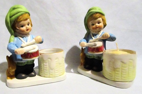 2 Estatuillas Candelabro Navidad Luvkins Little Drummer Boy de Colección JASCO-1978 IOB - Imagen 2 de 11
