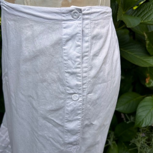 Vintage white cotton skirt underskirt broderie anglaise flounce pleats petticoat - Picture 7 of 12