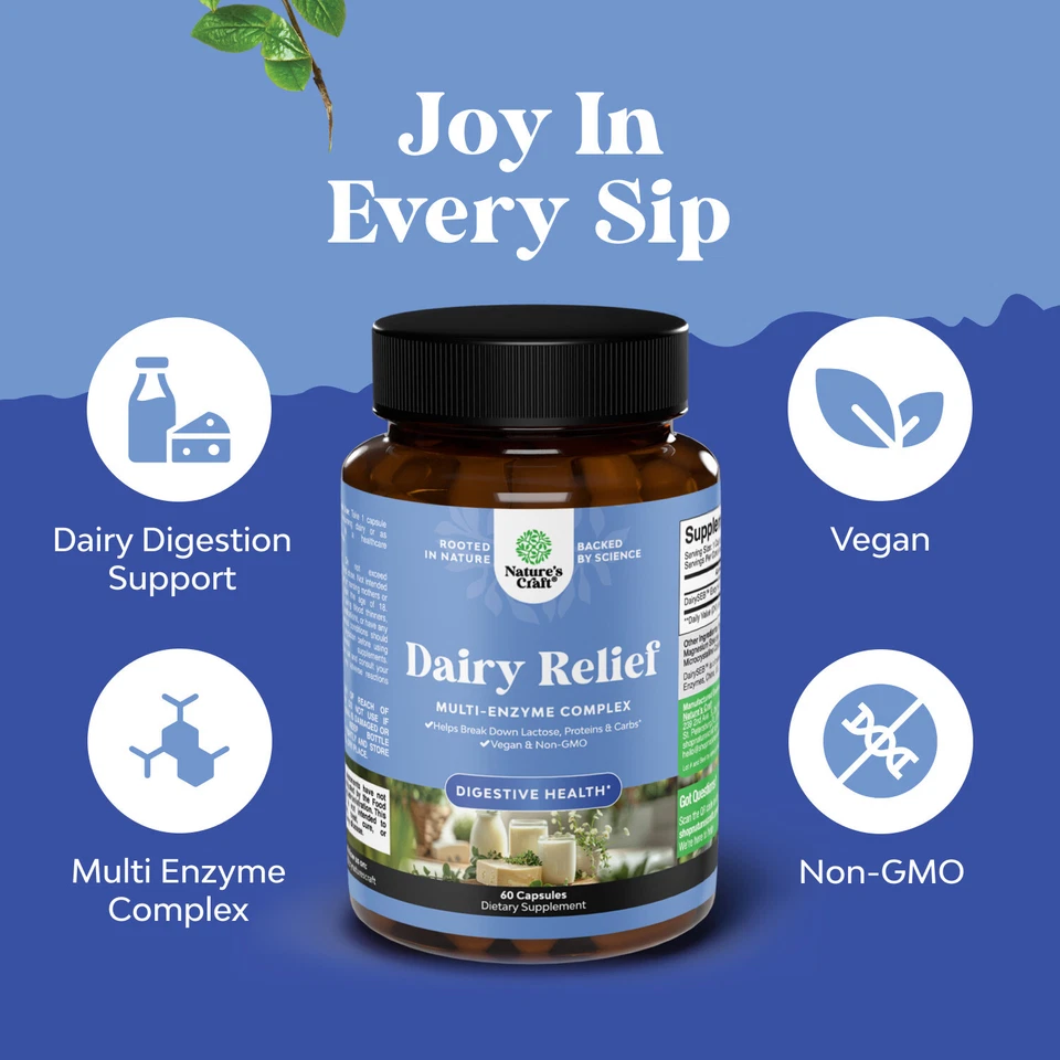 Píldoras para intolerancia a la lactosa 60 días de suministro enzima digestiva láctea de acción rápida 60ct Foto 4 de 4