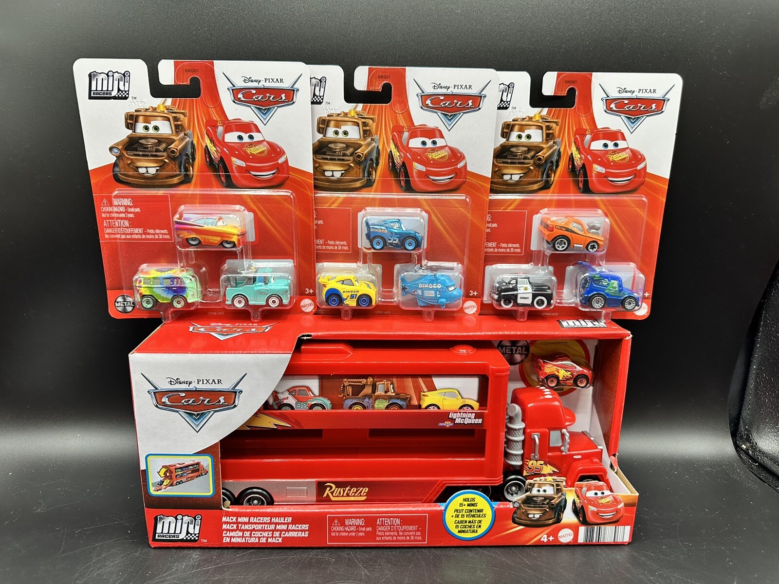 Disney Pixar Cars Mini Racers Mack Transporter ~ Plus 9 Extra Cars!!