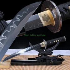 Clay Tempered T10 Steel Sharp Tanto Japanese Samurai Sword Katana Full Tang