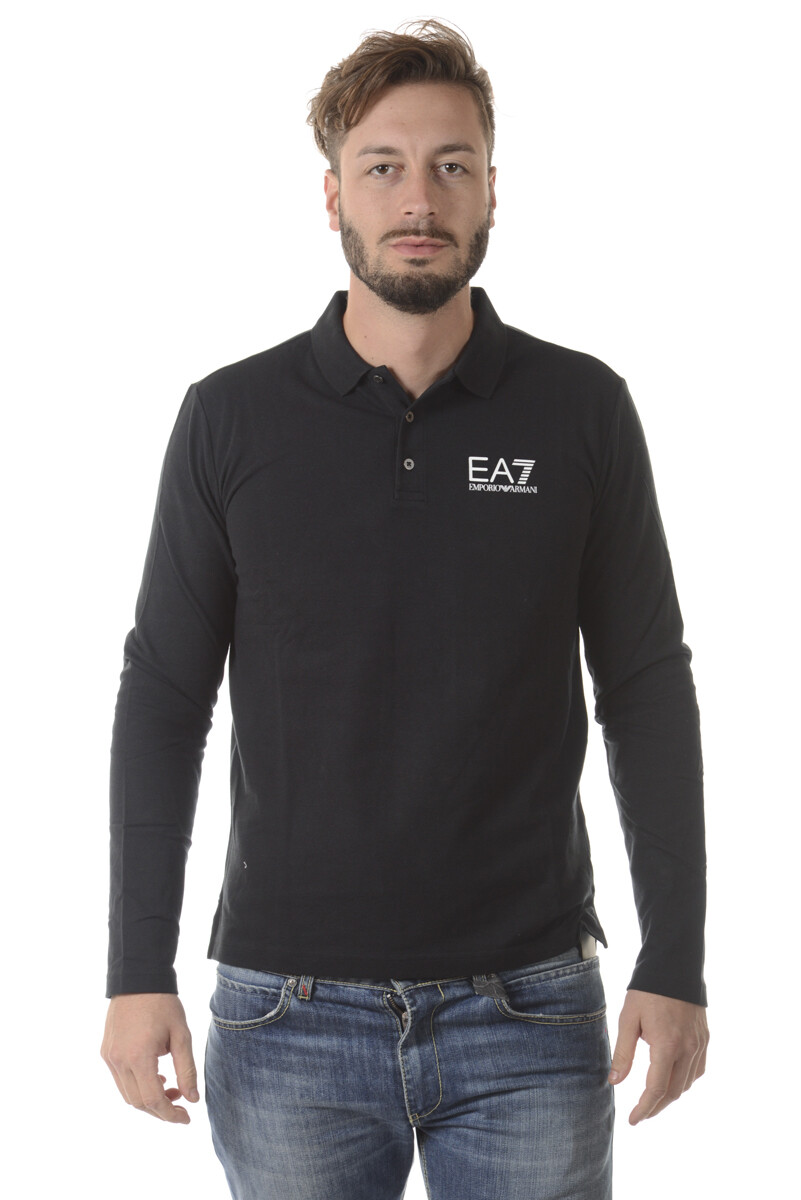 Футболка-поло Emporio Armani EA7 Хлопковая мужская черная 6YPF53PJ61Z 1200 Sz.M - ВЫГОДНОЕ ПРЕДЛОЖЕНИЕ