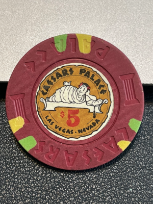 RARE)) $5 CAESARS PALACE HOTEL CASINO CHIP POKER CHIP LAS VEGAS