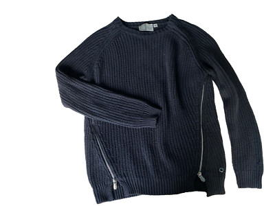 JETTE JOOP XS 34 NEARLY NEW Knitted Jumper Cardigan Sweater Blue Sweatshirt