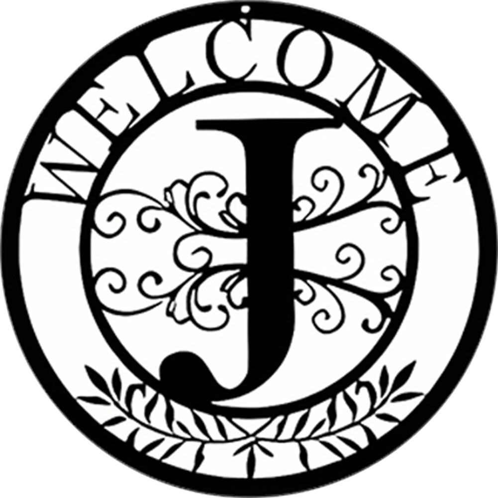 Vintage Metal Plate Black White Letters Round Iron Painting Wall Art